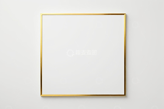 白色背景上的金色方形框架