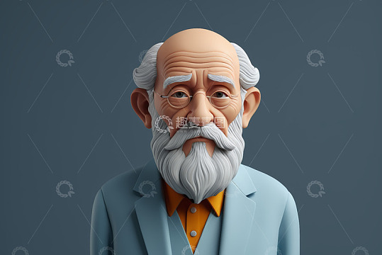 白发老人3D人物肖像