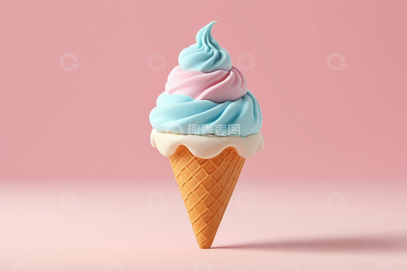 高清大图下载【趣麦麦图】双色甜筒冰淇淋特写