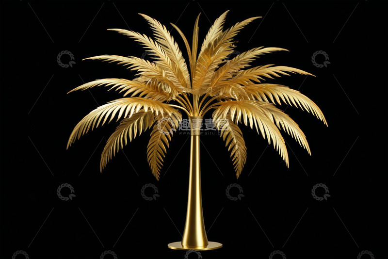 高清大图下载【趣麦麦图】金色棕榈树装饰摆件