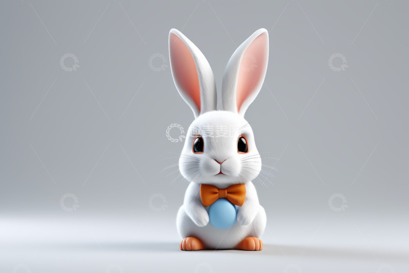 高清大图下载【趣麦麦图】持蛋白兔动画形象