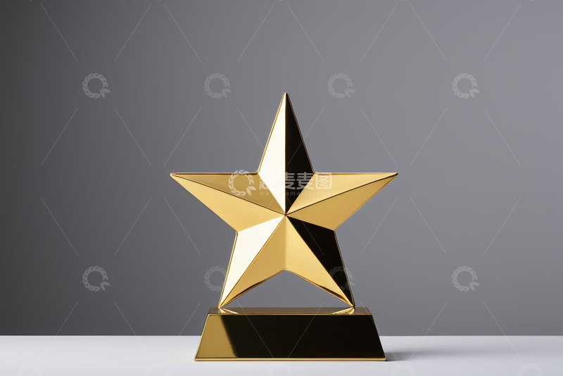 高清大图下载【趣麦麦图】金色五角星奖杯特写