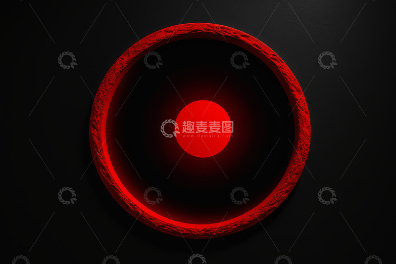 高清大图下载【趣麦麦图】黑色背景红色发光圆环图案