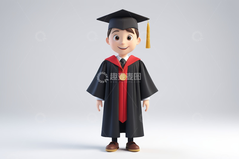 高清大图下载【趣麦麦图】卡通人物穿学士服形象