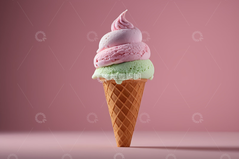高清大图下载【趣麦麦图】多色冰淇淋甜筒特写