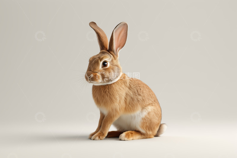 高清大图下载【趣麦麦图】坐姿可爱兔子特写素材