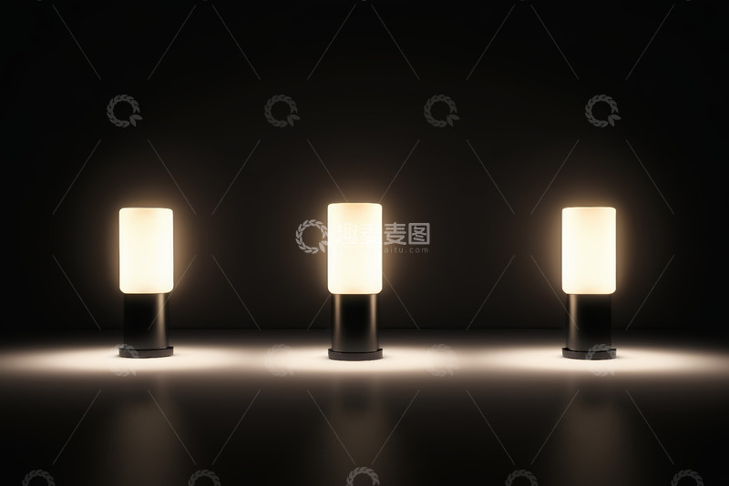 高清大图下载【趣麦麦图】三盏发光台灯展示图