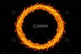 黑色背景上的火焰圆环