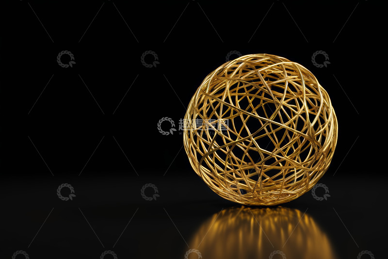 高清大图下载【趣麦麦图】金色网状球体设计素材