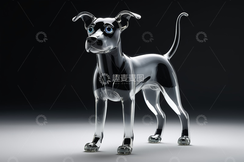高清大图下载【趣麦麦图】透明质感小狗摆件展示