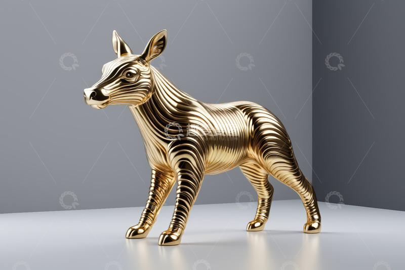 高清大图下载【趣麦麦图】金色斑马摆件素材