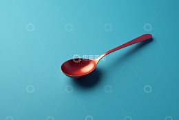 蓝色背景上的红色勺子