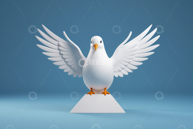 高清大图下载【趣麦麦图】展翅白鸽3D立体形象