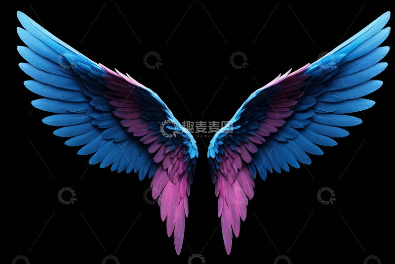 高清大图下载【趣麦麦图】彩色渐变天使翅膀设计素材
