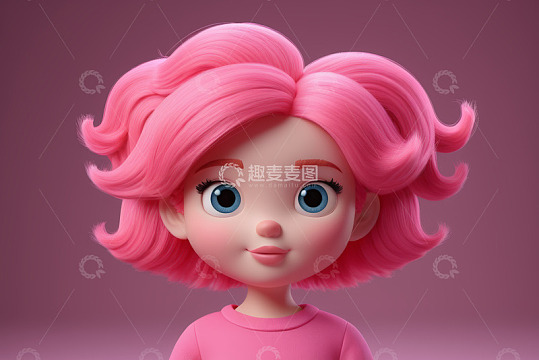 粉色头发卡通女孩形象