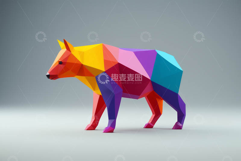 高清大图下载【趣麦麦图】彩色多边形风格动物模型