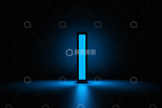 黑色背景下蓝色发光立柱