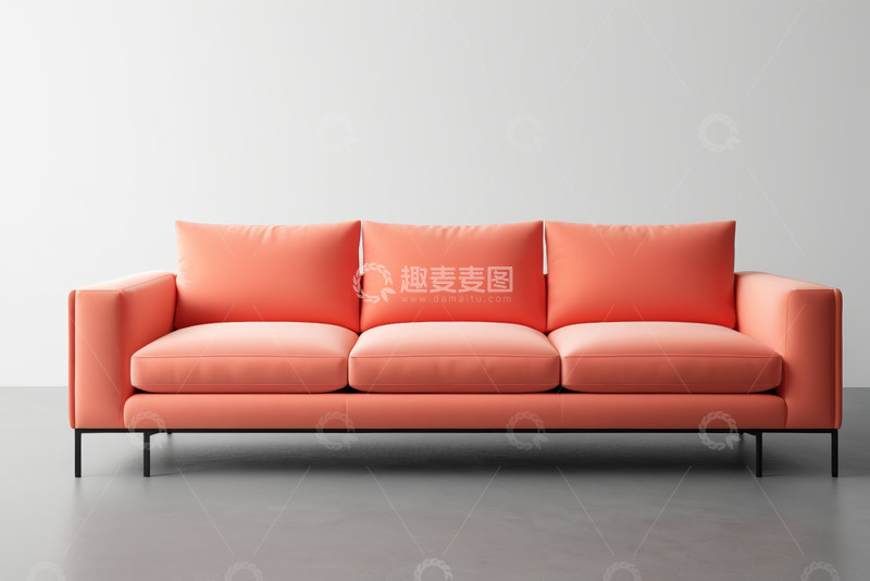 高清大图下载【趣麦麦图】现代橙色三人沙发展示