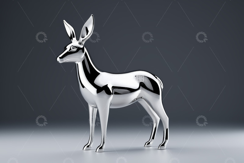 高清大图下载【趣麦麦图】金属质感鹿形摆件