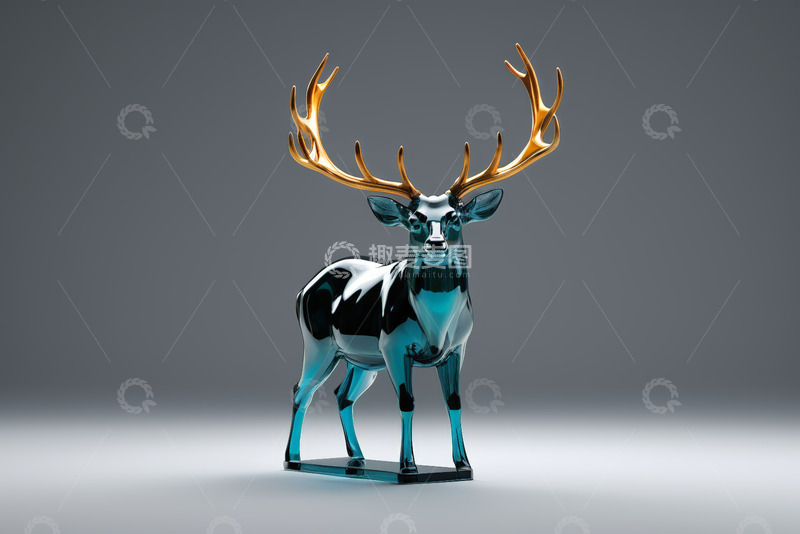高清大图下载【趣麦麦图】金属质感鹿形摆件展示