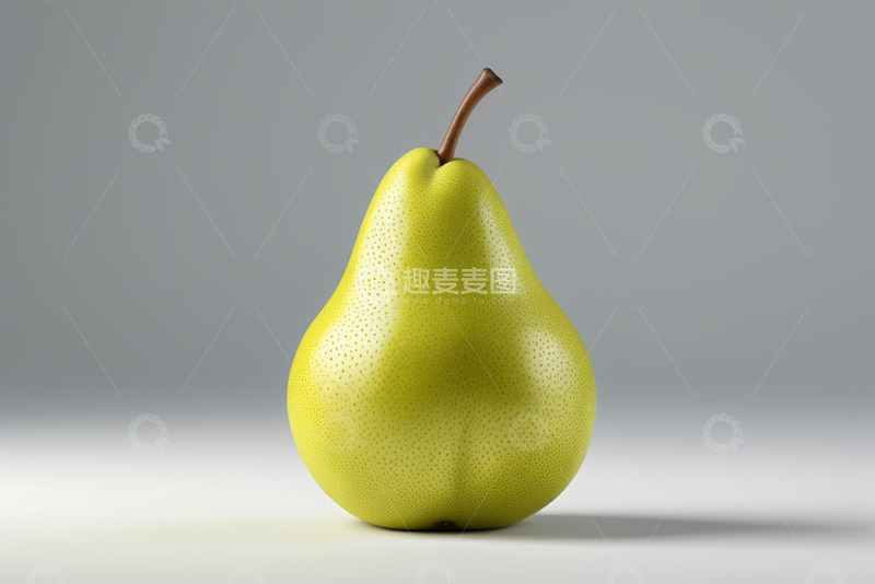 高清大图下载【趣麦麦图】单个黄绿色梨子特写