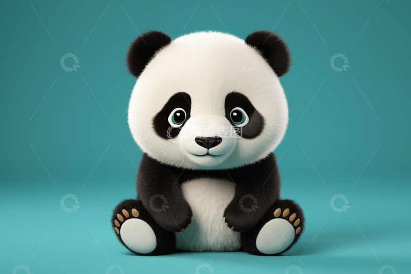 高清大图下载【趣麦麦图】可爱卡通熊猫坐立形象
