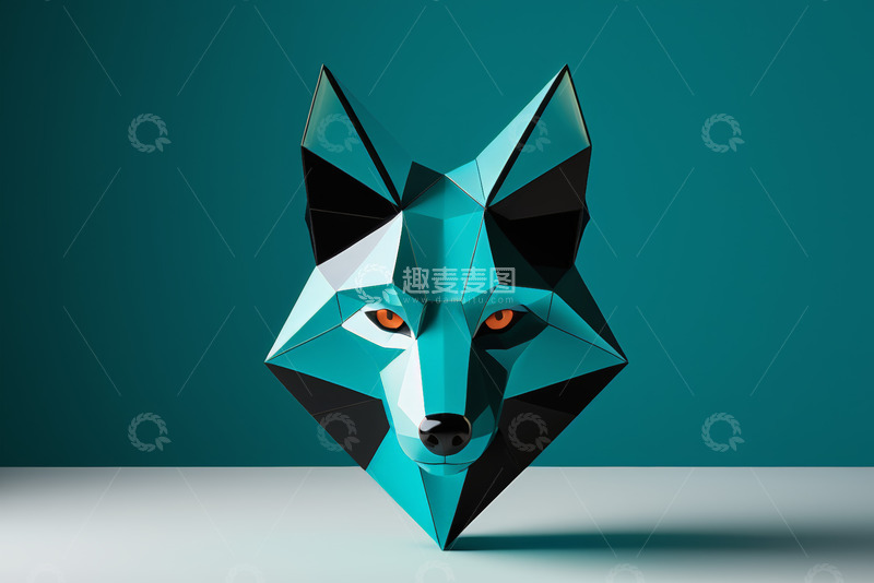 高清大图下载【趣麦麦图】低多边形风格狼头设计图