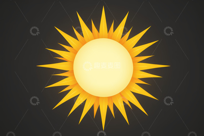 高清大图下载【趣麦麦图】黑色背景上的黄色太阳图案