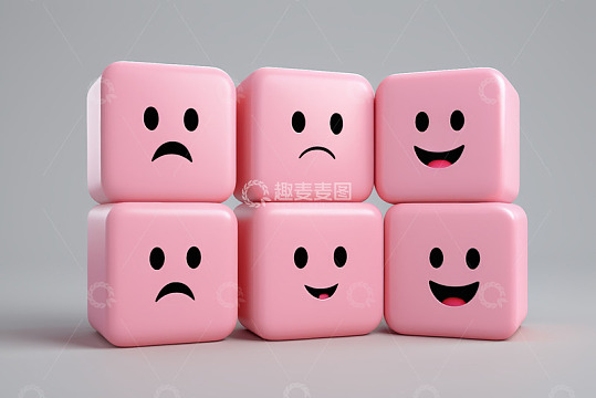 粉色表情立方体堆叠