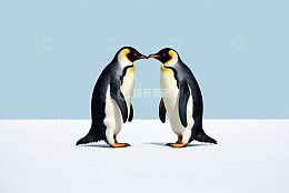 南极企鹅面对面站立场景