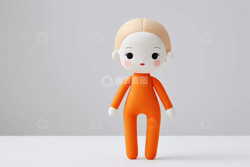 高清大图下载【趣麦麦图】橙色连体衣玩偶人像