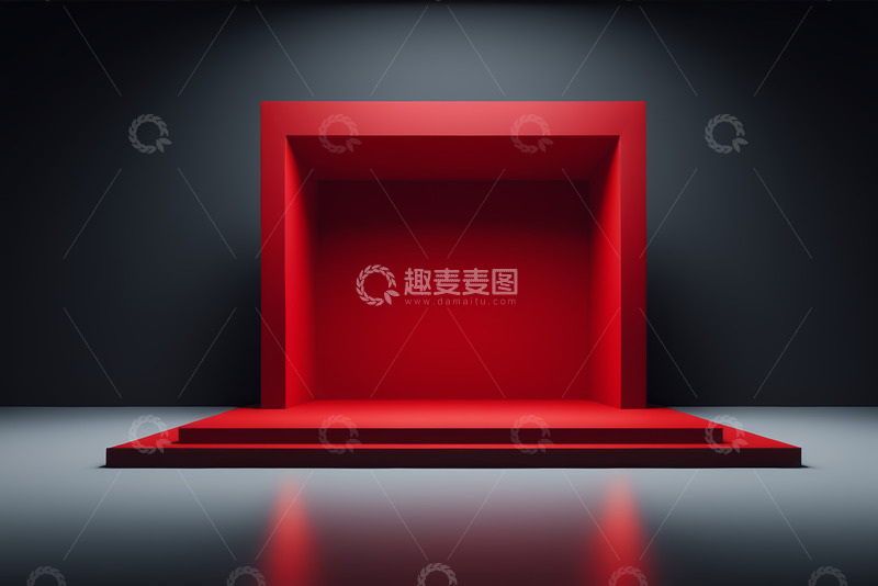高清大图下载【趣麦麦图】红色现代舞台展示平台