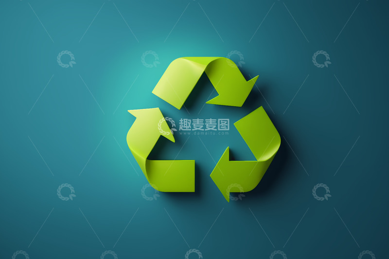 高清大图下载【趣麦麦图】绿色回收标志背景素材