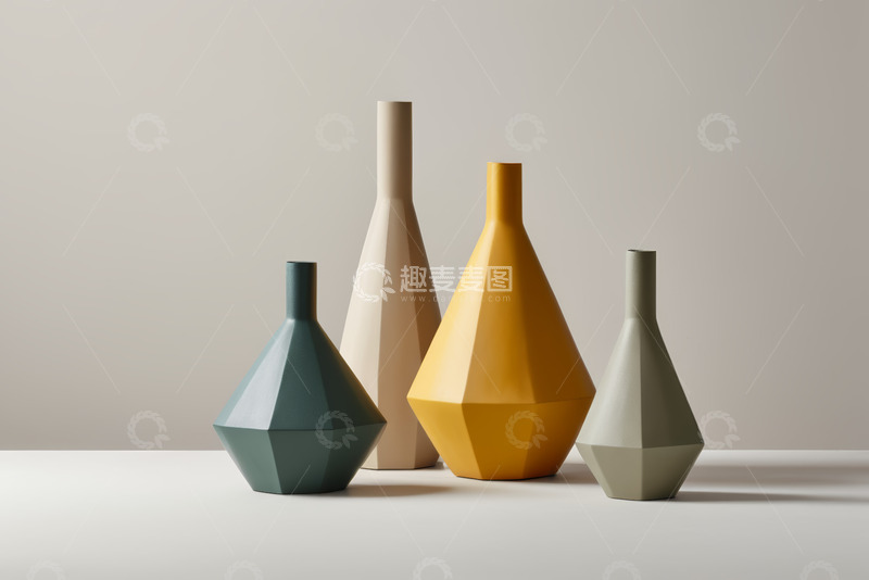 高清大图下载【趣麦麦图】现代风格几何形状花瓶组合