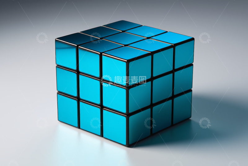 高清大图下载【趣麦麦图】蓝色魔方静物特写