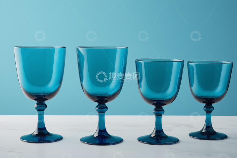 高清大图下载【趣麦麦图】蓝色玻璃高脚杯静物展示