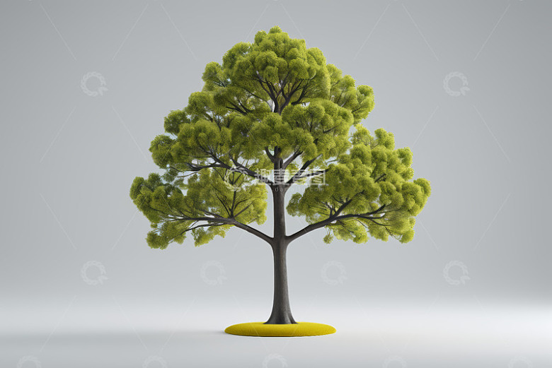 单棵绿色树木3D模型