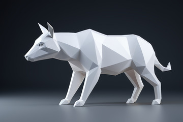低多边形风格白色动物模型