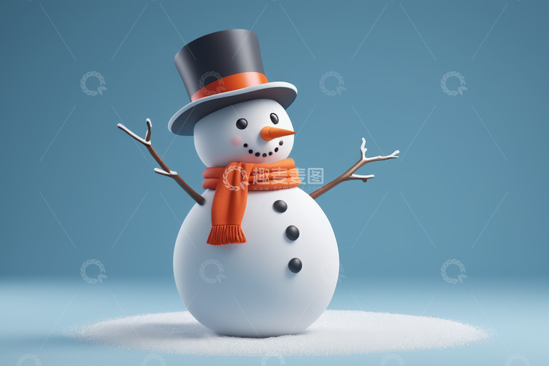 高清大图下载【趣麦麦图】戴帽围巾雪人形象