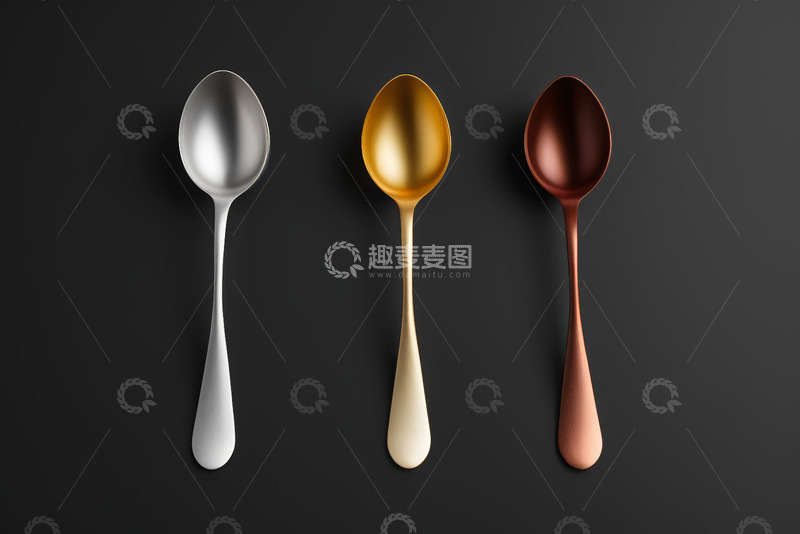 高清大图下载【趣麦麦图】三色金属勺子特写