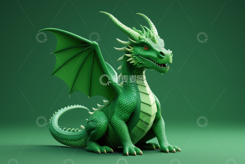 高清大图下载【趣麦麦图】绿色幻想艺术龙形象
