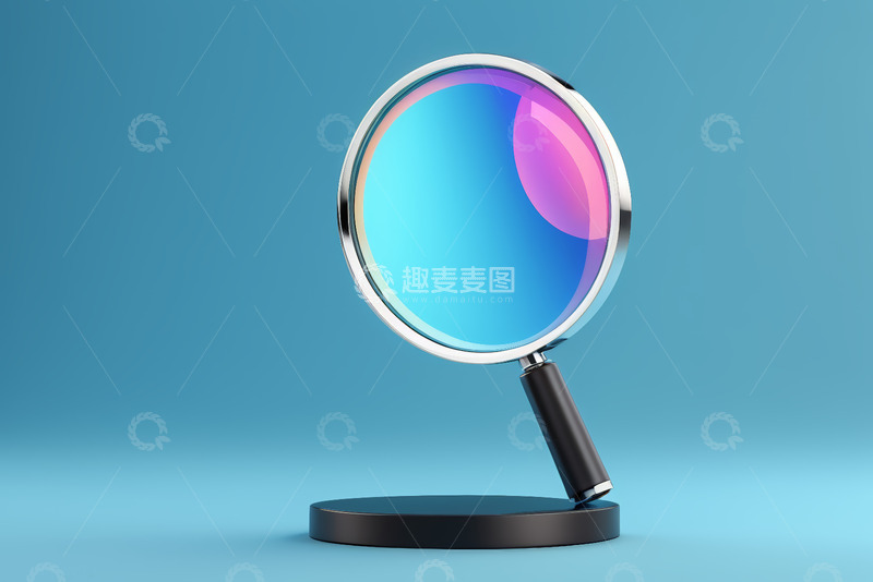 高清大图下载【趣麦麦图】蓝色背景放大镜素材