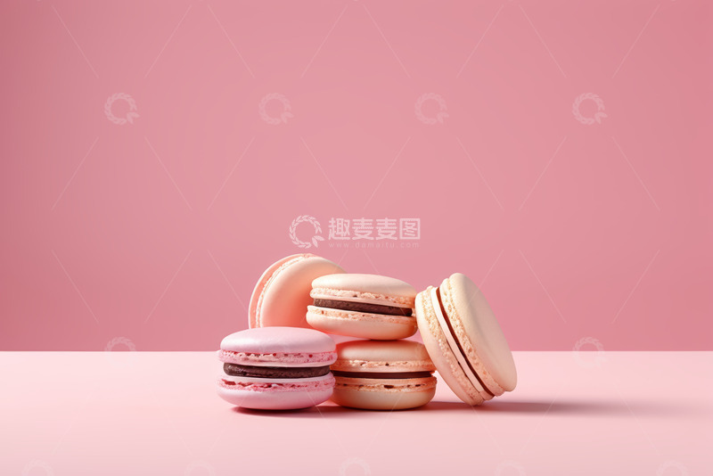 高清大图下载【趣麦麦图】堆叠的马卡龙甜点
