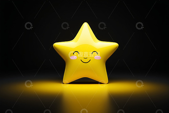黄色笑脸星星立体图标
