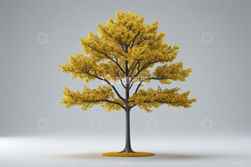 高清大图下载【趣麦麦图】单棵金黄树木3D模型素材