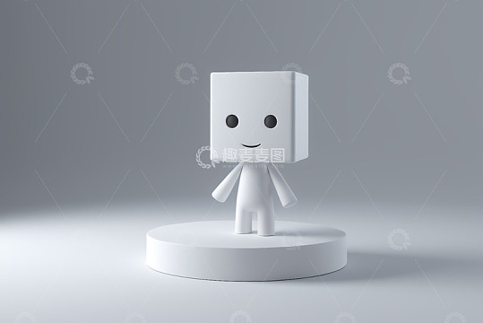 白色立方体卡通角色展示