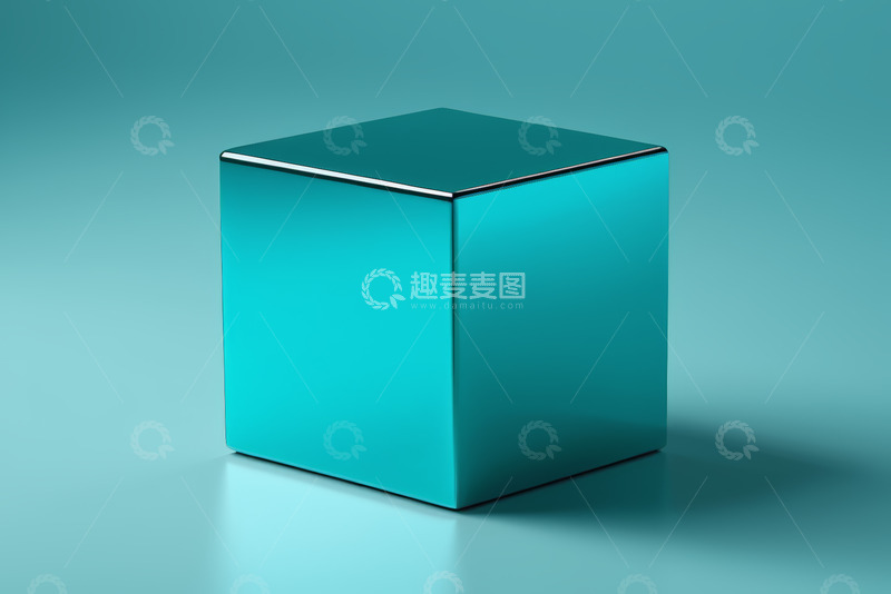 高清大图下载【趣麦麦图】蓝色金属立方体静物