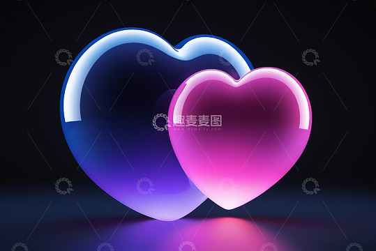 双心形立体设计元素