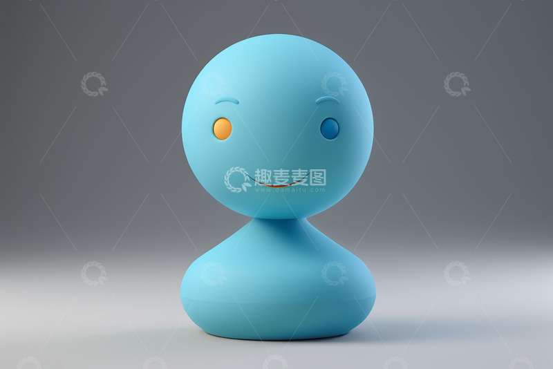 高清大图下载【趣麦麦图】蓝色卡通人偶微笑形象