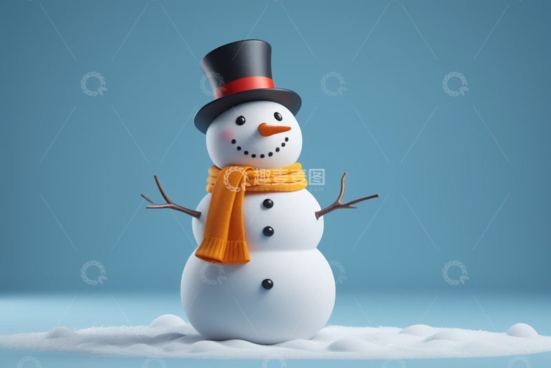 高清大图下载【趣麦麦图】戴围巾帽子的雪人形象